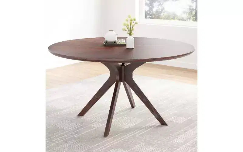 TUYOHW Tavolo da pranzo rotondo da 47 pollici con base intersecante e piedini antiscivolo, tavolo da cucina in legno massello per 4-6 persone, tavolo da pranzo circolare per soggiorno