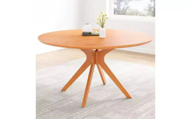 TUYOHW Tavolo da pranzo rotondo da 47 pollici con base intersecante e piedini antiscivolo, tavolo da cucina in legno massello per 4-6 persone, tavolo da pranzo circolare per soggiorno