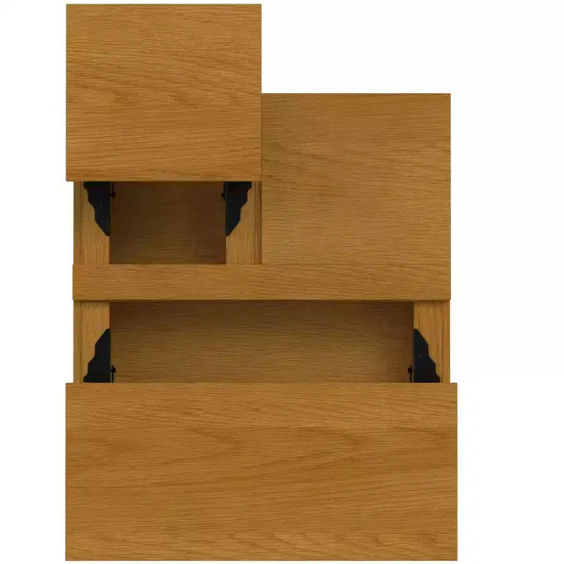 Tavolino da caffè quadrato industriale Moreno con ripiano sollevabile, larghezza 81 cm, in rovere