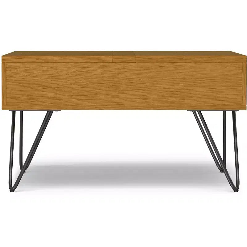 Tavolino da caffè quadrato industriale Moreno con ripiano sollevabile, larghezza 81 cm, in rovere