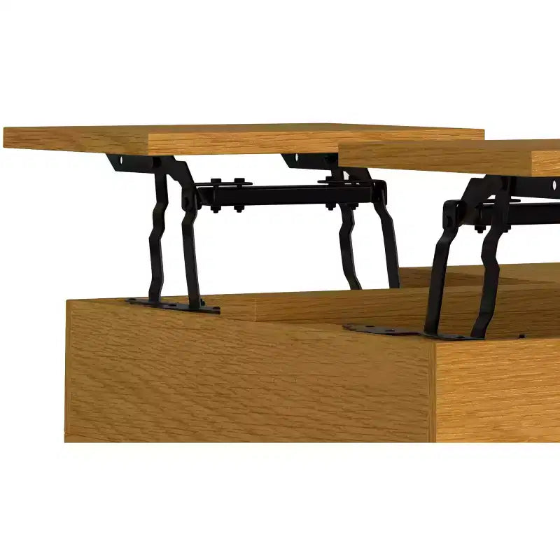 Tavolino da caffè quadrato industriale Moreno con ripiano sollevabile, larghezza 81 cm, in rovere