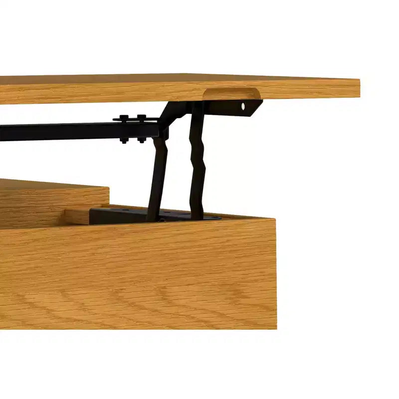 Tavolino da caffè quadrato industriale Moreno con ripiano sollevabile, larghezza 81 cm, in rovere