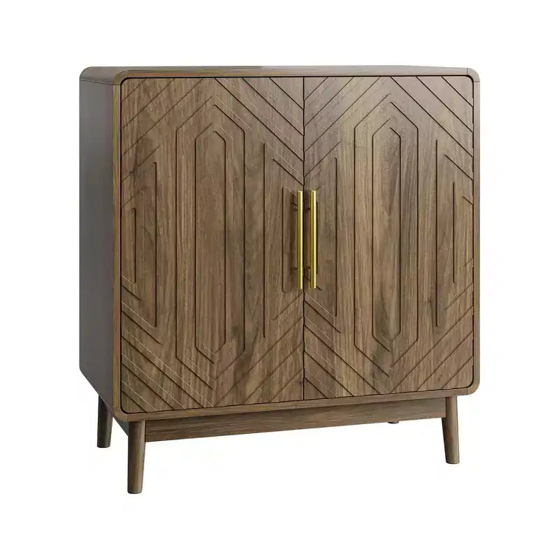 JVNOXK Madia intagliata a due ante con ripiano regolabile, credenza decorativa adatta per soggiorni e ingressi, finitura noce