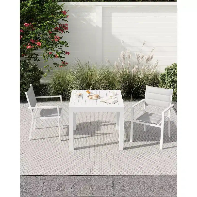 GustoWave Tavolo da Patio Estensibile da 80-160 cm in Alluminio per 4-6 Persone - Tavolo da Pranzo da Esterno Resistente alle Intemperie - Bianco (senza sedie)