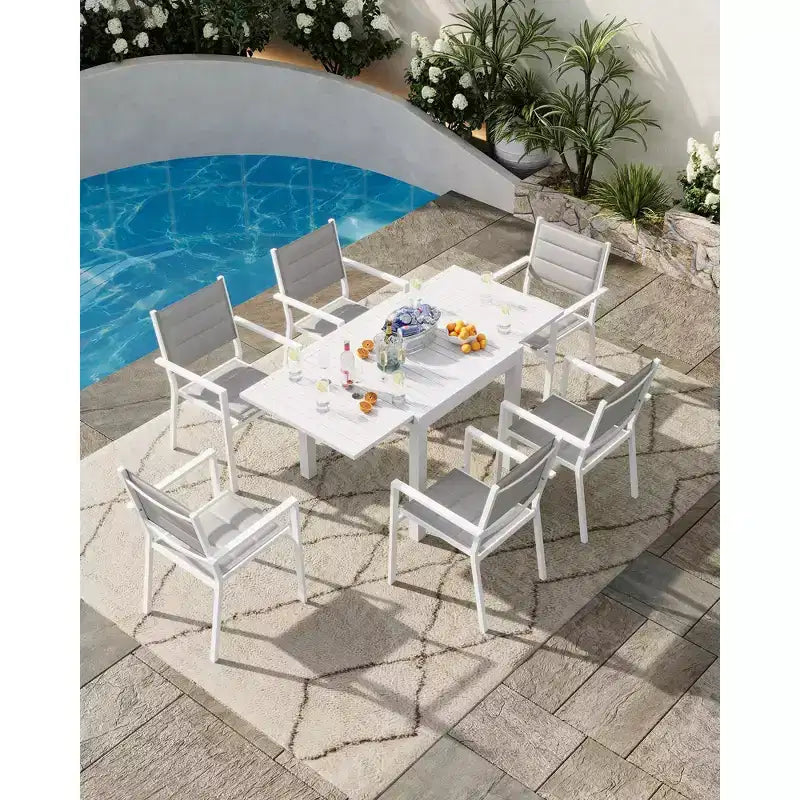 GustoWave Tavolo da Patio Estensibile da 80-160 cm in Alluminio per 4-6 Persone - Tavolo da Pranzo da Esterno Resistente alle Intemperie - Bianco (senza sedie)