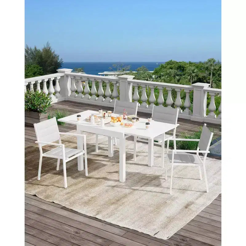 GustoWave Tavolo da Patio Estensibile da 80-160 cm in Alluminio per 4-6 Persone - Tavolo da Pranzo da Esterno Resistente alle Intemperie - Bianco (senza sedie)