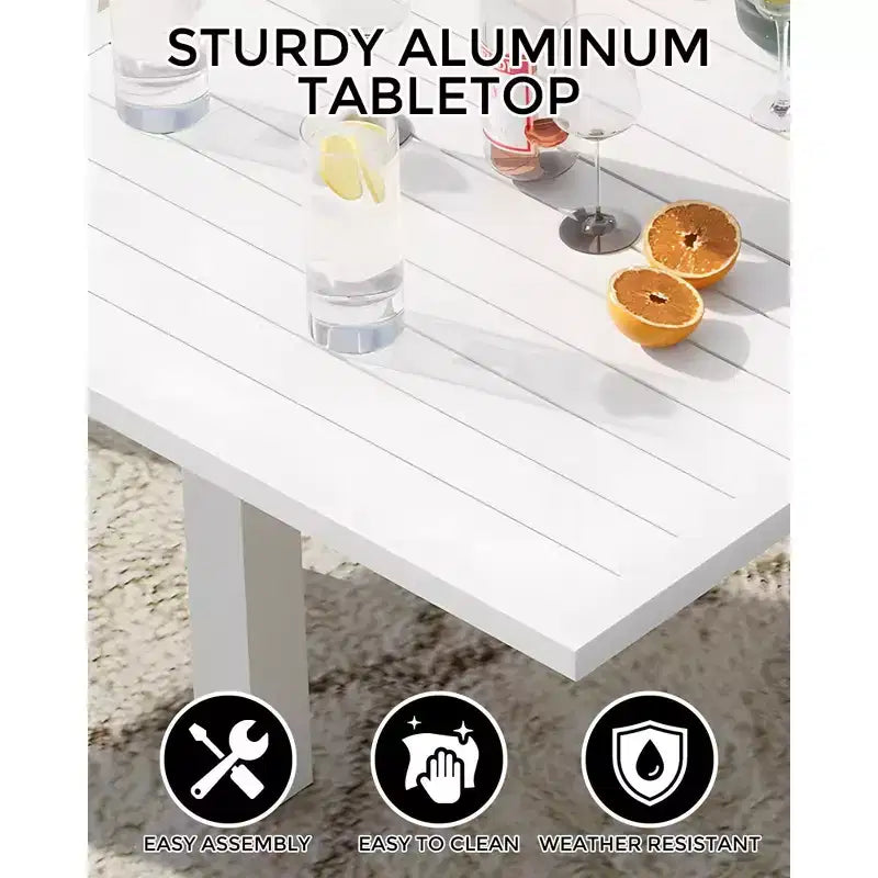 GustoWave Tavolo da Patio Estensibile da 80-160 cm in Alluminio per 4-6 Persone - Tavolo da Pranzo da Esterno Resistente alle Intemperie - Bianco (senza sedie)