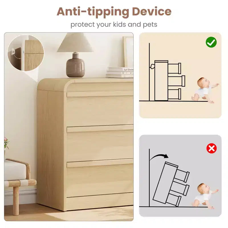 Cassettiera Arcata a 6 Cassetti per Camera da Letto, Cassettiera in Legno Larga 120 cm a 6 Cassetti con Design Curvo, Moderno Mobile Contenitore per Soggiorno, Cameretta