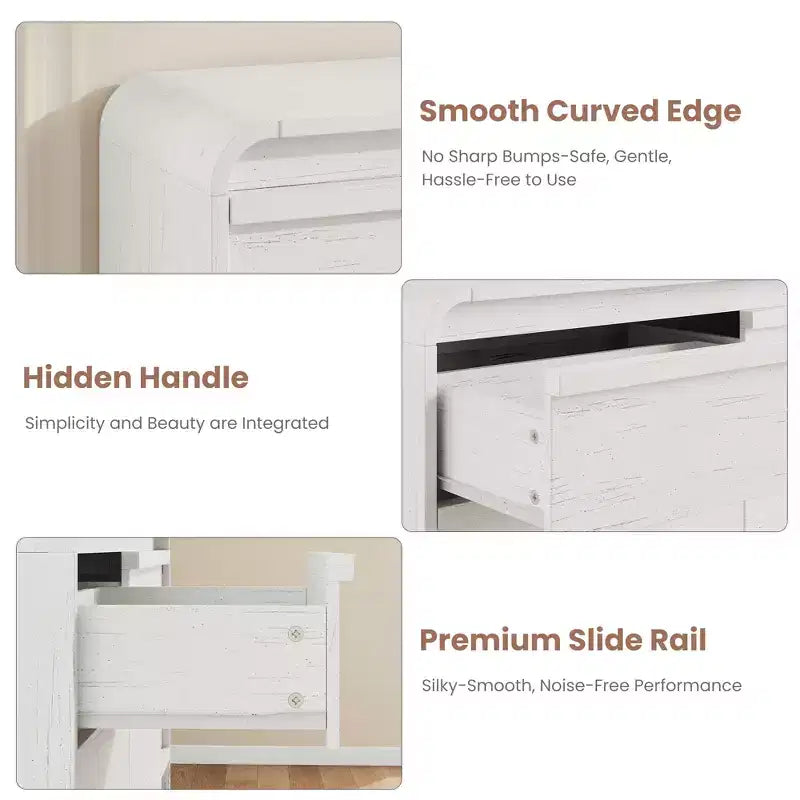 Cassettiera Arcata a 6 Cassetti per Camera da Letto, Cassettiera in Legno Larga 120 cm a 6 Cassetti con Design Curvo, Moderno Mobile Contenitore per Soggiorno, Cameretta