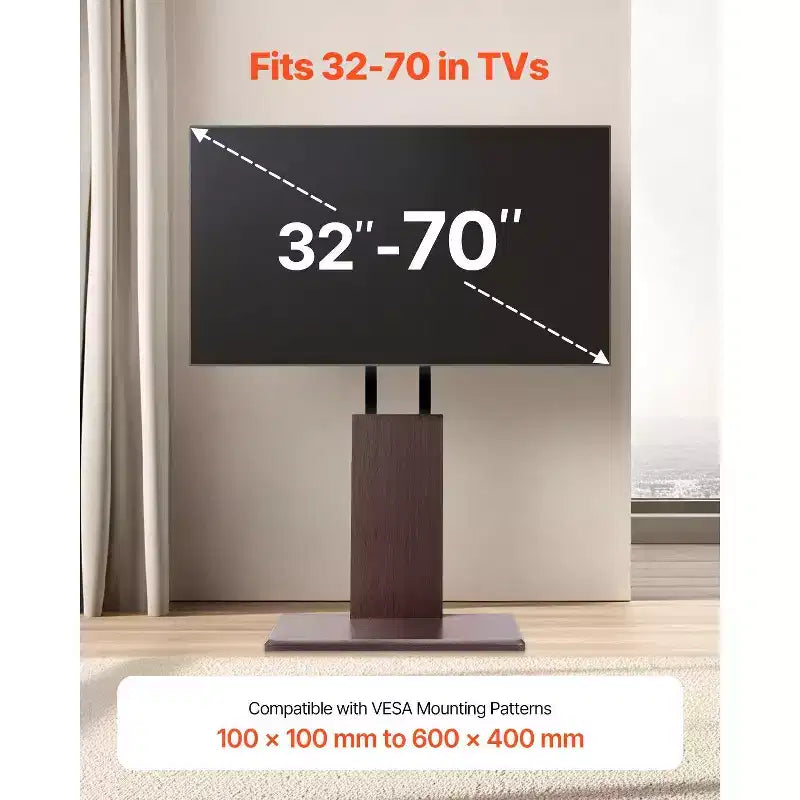 Supporto TV universale per TV da 32-70 pollici, base da tavolo girevole e regolabile in altezza, supporta 45 kg, VESA 600x400