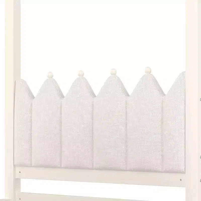 Letto a baldacchino moderno GDFStudio Zhiyuan in legno con testiera imbottita in lino, letto estraibile e 3 cassetti