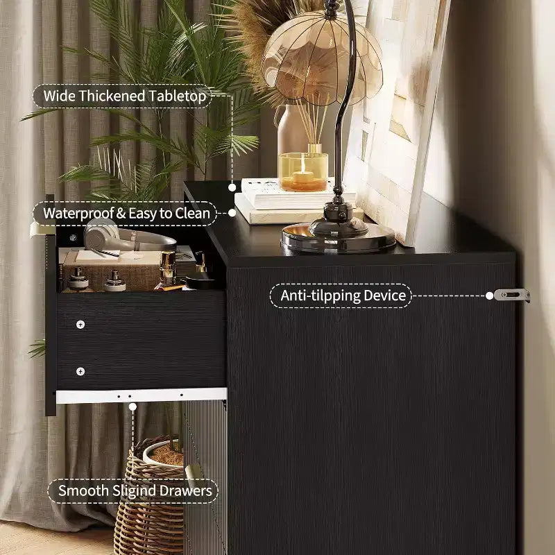 Cassettiera scanalata a 4 cassetti per camera da letto, cassettiera moderna minimalista da 32 pollici di larghezza con cassetti in legno, ampio organizer per vestiti, cassettiera per armadio