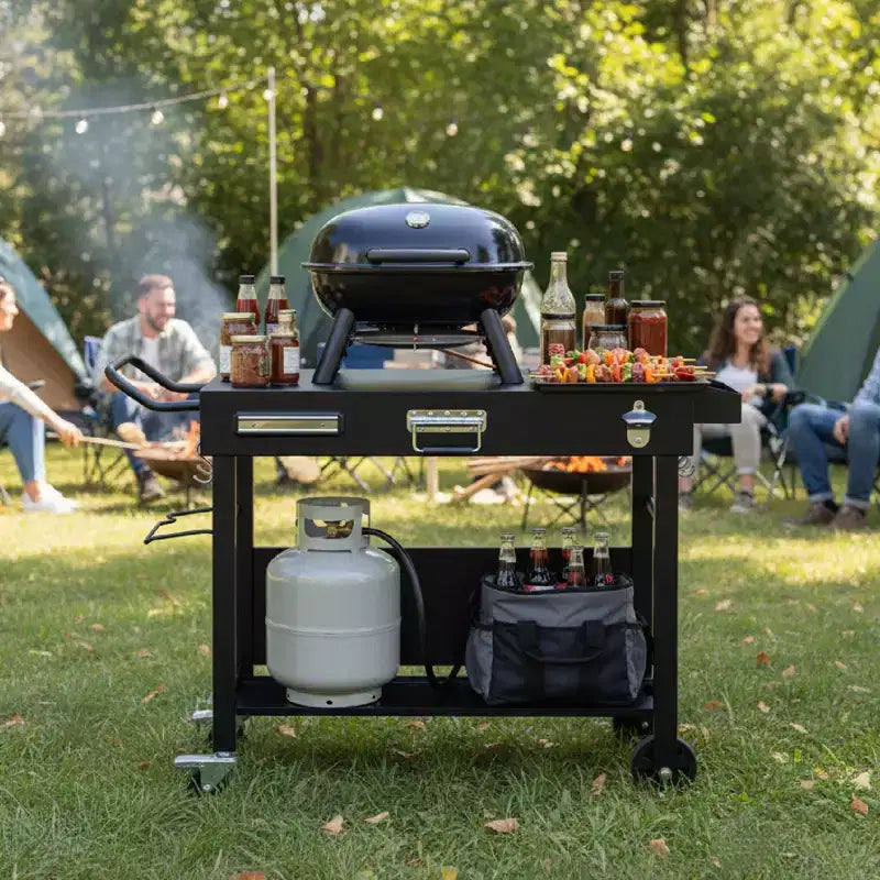 ROVSUN Tavolo Carrello da Esterno per Barbecue, Carrello Pieghevole per Barbecue con Ruote, Tavolo con Rotelle per Ninja, Blackstone Griddle, Supporto per Forno Pizza, Tavolo per Preparazione Cibo