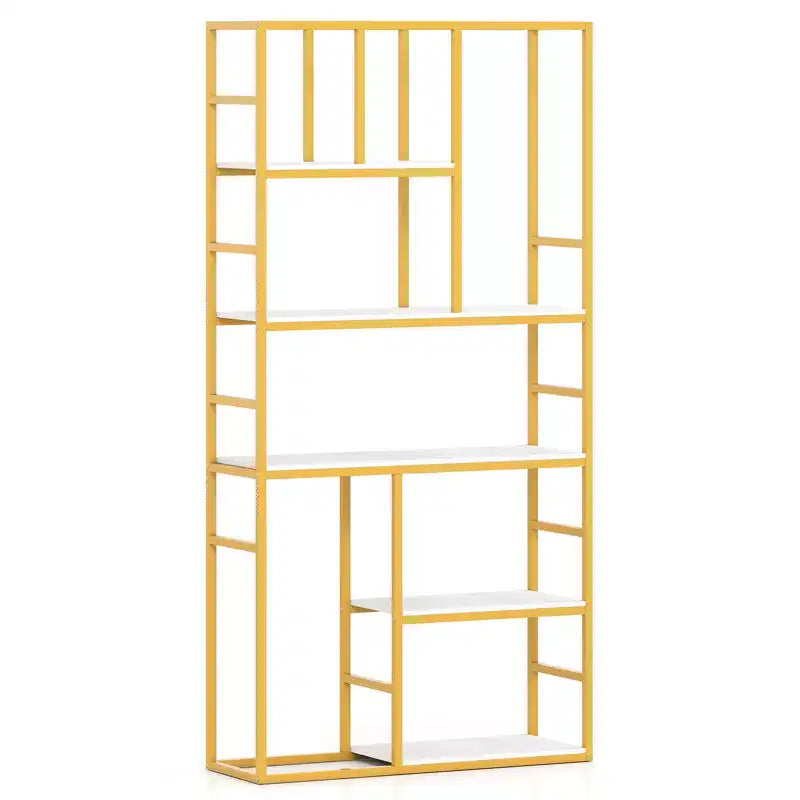 Costway Scaffale Alto 5 Ripiani 180cm con Ripiani Aperti Struttura in Metallo per Camera da Letto Ufficio
