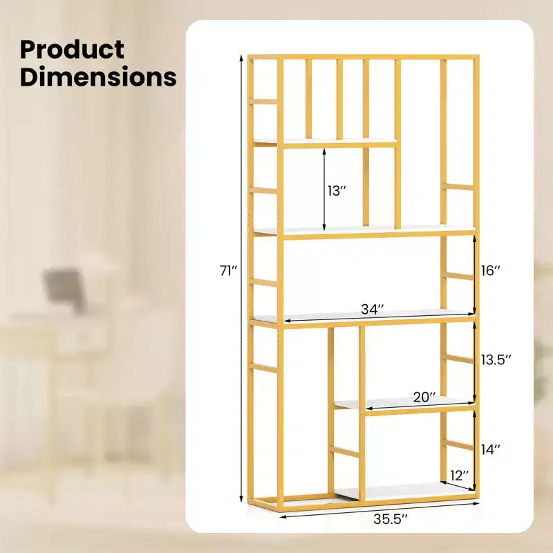 Costway Scaffale Alto 5 Ripiani 180cm con Ripiani Aperti Struttura in Metallo per Camera da Letto Ufficio