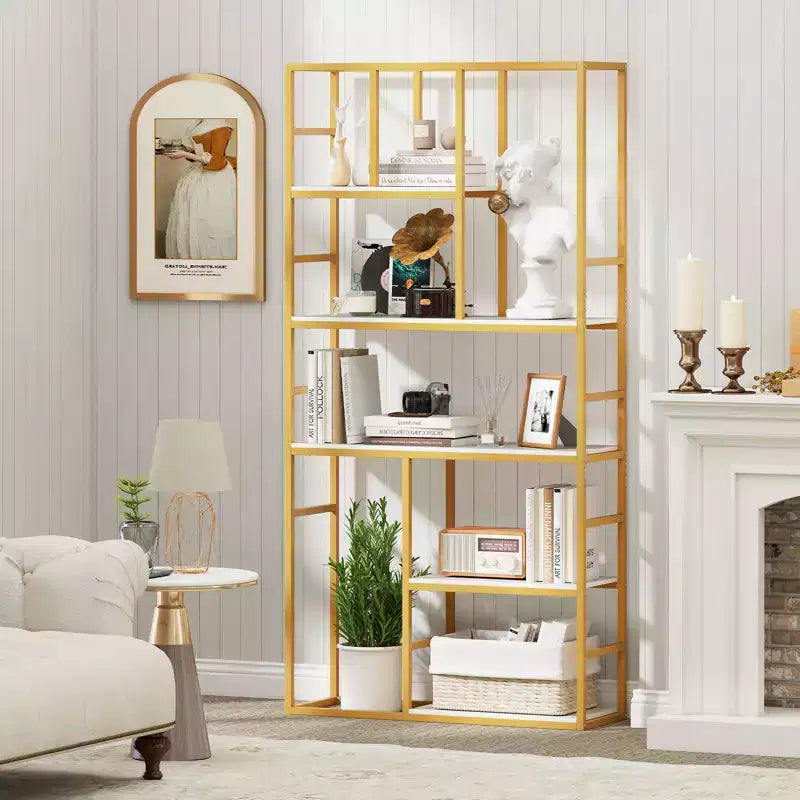 Costway Scaffale Alto 5 Ripiani 180cm con Ripiani Aperti Struttura in Metallo per Camera da Letto Ufficio