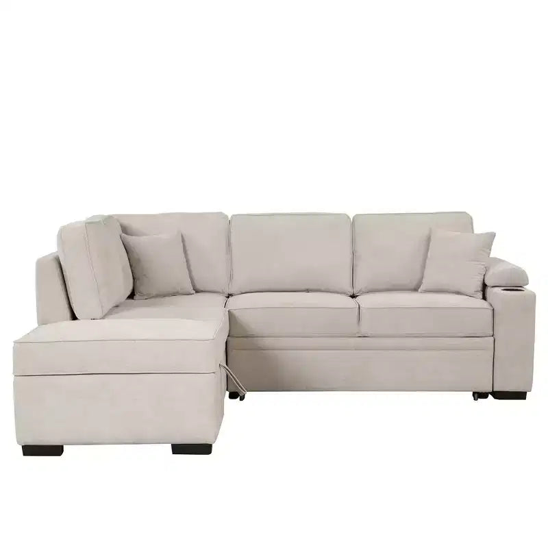 84,75 Divano letto a scomparsa 2 in 1 Divano letto estraibile a L con pouf contenitore per soggiorno, camera da letto e piccolo appartamento