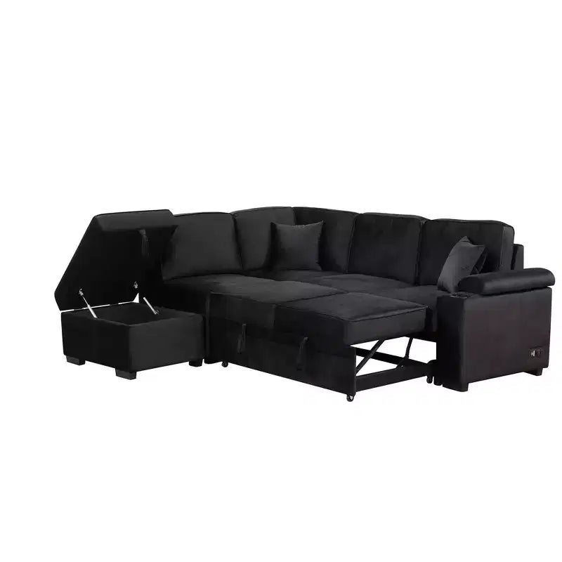 84,75 Divano letto a scomparsa 2 in 1 Divano letto estraibile a L con pouf contenitore per soggiorno, camera da letto e piccolo appartamento