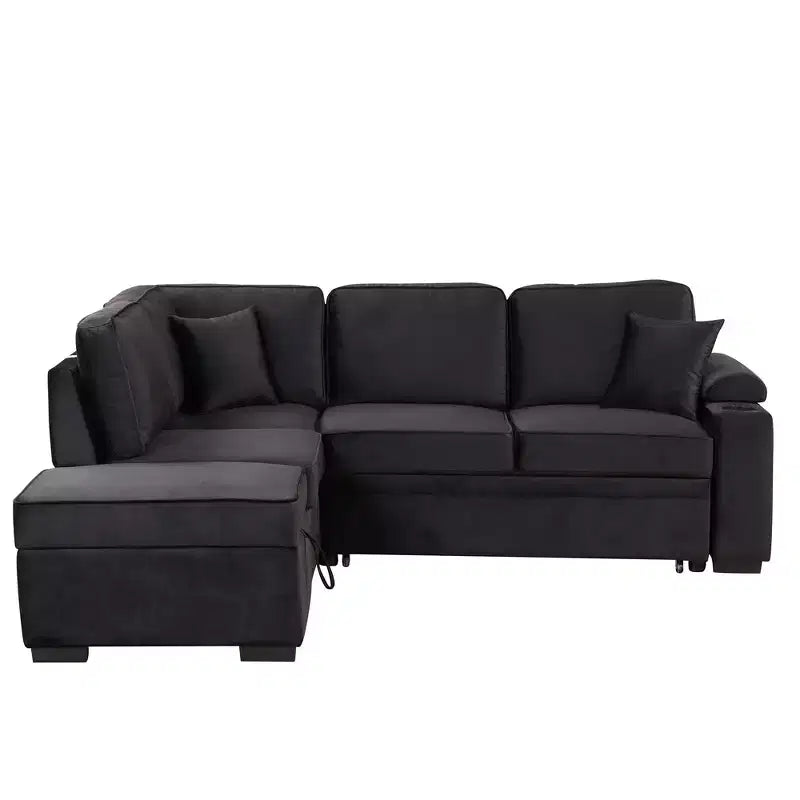 84,75 Divano letto a scomparsa 2 in 1 Divano letto estraibile a L con pouf contenitore per soggiorno, camera da letto e piccolo appartamento