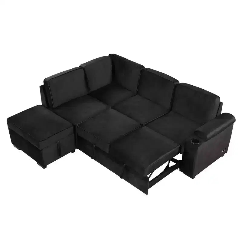 84,75 Divano letto a scomparsa 2 in 1 Divano letto estraibile a L con pouf contenitore per soggiorno, camera da letto e piccolo appartamento