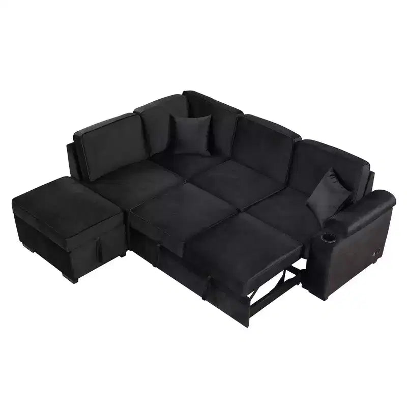 84,75 Divano letto a scomparsa 2 in 1 Divano letto estraibile a L con pouf contenitore per soggiorno, camera da letto e piccolo appartamento