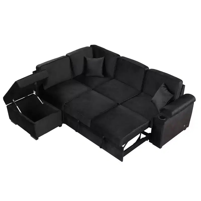 84,75 Divano letto a scomparsa 2 in 1 Divano letto estraibile a L con pouf contenitore per soggiorno, camera da letto e piccolo appartamento