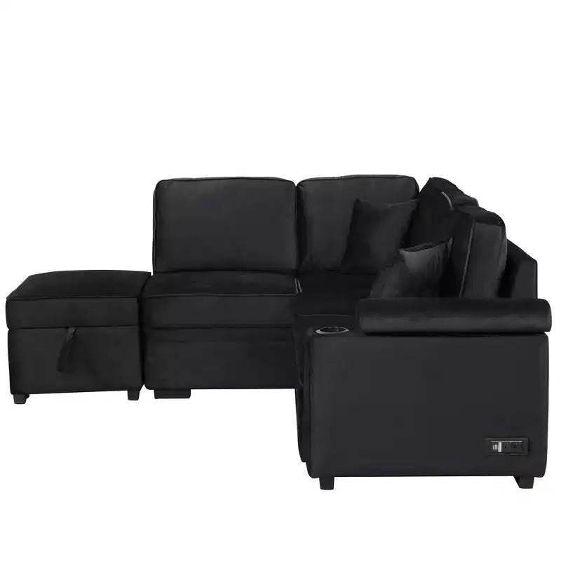 84,75 Divano letto a scomparsa 2 in 1 Divano letto estraibile a L con pouf contenitore per soggiorno, camera da letto e piccolo appartamento