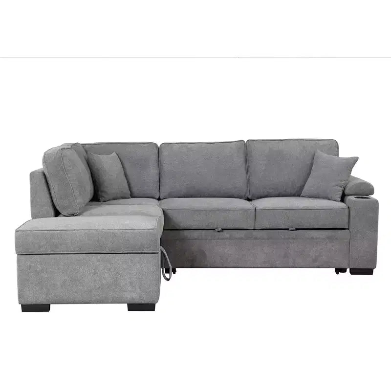 84,75 Divano letto a scomparsa 2 in 1 Divano letto estraibile a L con pouf contenitore per soggiorno, camera da letto e piccolo appartamento