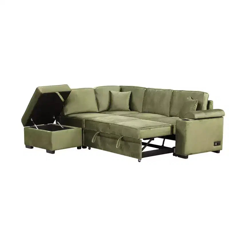 84,75 Divano letto a scomparsa 2 in 1 Divano letto estraibile a L con pouf contenitore per soggiorno, camera da letto e piccolo appartamento