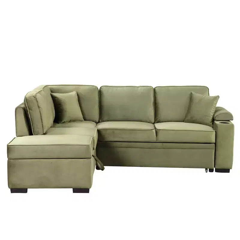 84,75 Divano letto a scomparsa 2 in 1 Divano letto estraibile a L con pouf contenitore per soggiorno, camera da letto e piccolo appartamento