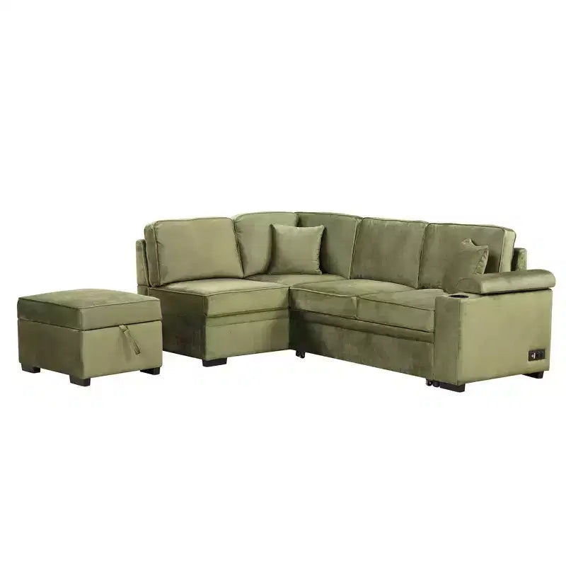 84,75 Divano letto a scomparsa 2 in 1 Divano letto estraibile a L con pouf contenitore per soggiorno, camera da letto e piccolo appartamento