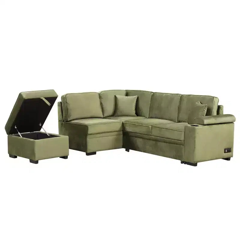 84,75 Divano letto a scomparsa 2 in 1 Divano letto estraibile a L con pouf contenitore per soggiorno, camera da letto e piccolo appartamento
