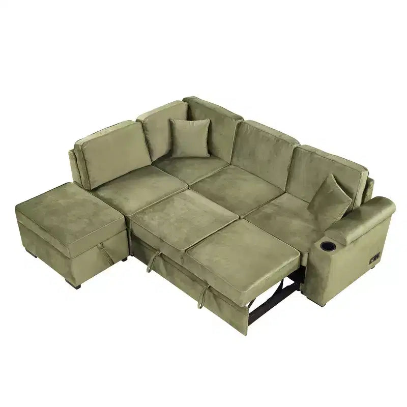 84,75 Divano letto a scomparsa 2 in 1 Divano letto estraibile a L con pouf contenitore per soggiorno, camera da letto e piccolo appartamento
