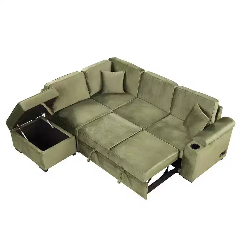 84,75 Divano letto a scomparsa 2 in 1 Divano letto estraibile a L con pouf contenitore per soggiorno, camera da letto e piccolo appartamento