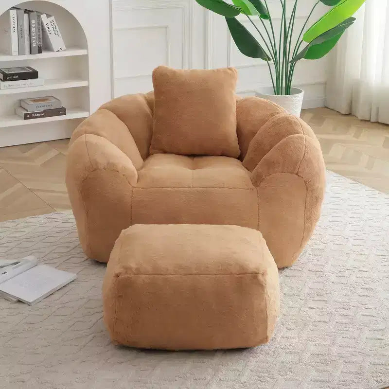 YOSIMFUR Poltrona Sacco Gigante, Divano a Sacco Oversize per Adulti e Bambini, Grande Poltrona a Forma di Conchiglia in Pelliccia Sintetica con Imbottitura, Grande Divano Imbottito di Accento