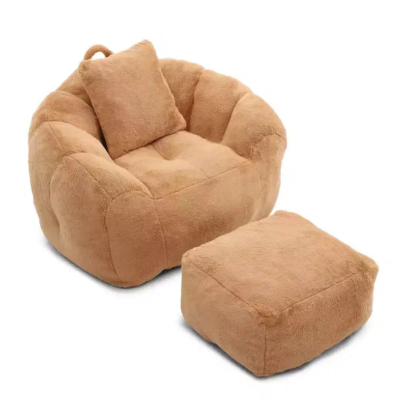 YOSIMFUR Poltrona Sacco Gigante, Divano a Sacco Oversize per Adulti e Bambini, Grande Poltrona a Forma di Conchiglia in Pelliccia Sintetica con Imbottitura, Grande Divano Imbottito di Accento