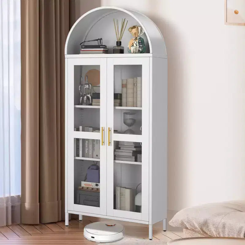 Mobiletto a volta in metallo, Credenza con 2 ripiani regolabili, 31x15x73