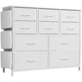 Acekool 10 Drawer Dresser with Side Pockets and Hooks, Tall Chest of Drawers for Bedroom, Living Room, Hallway, White
