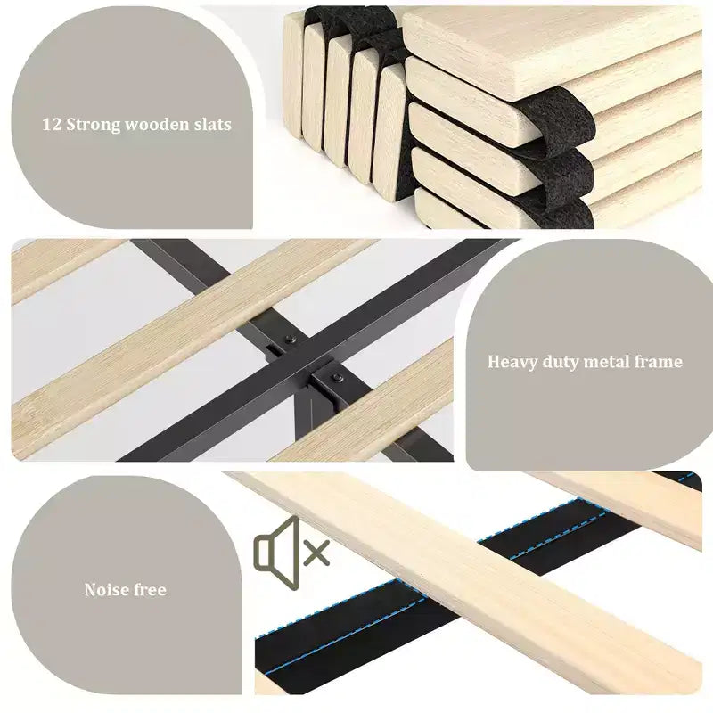 Struttura letto con testiera, struttura letto a piattaforma imbottita in pelle con 4 cassetti contenitore, luci LED, nessun bisogno di rete a molle, facile montaggio