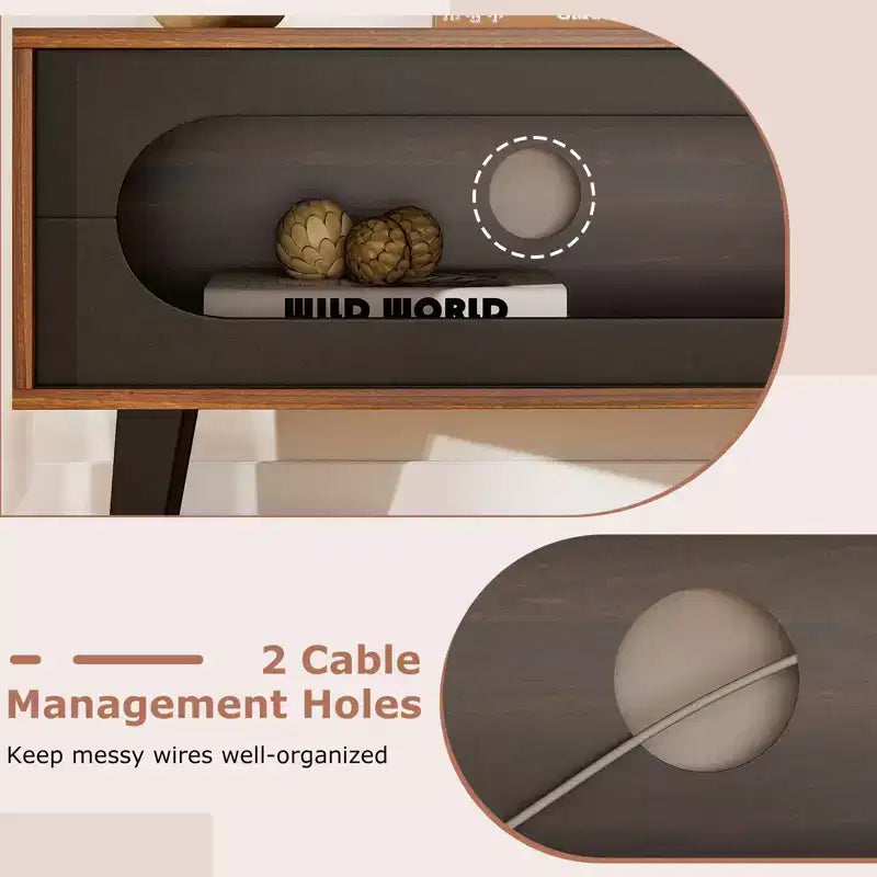 Costway Mobile TV con Ante Scorrevoli e Fori Passacavi, per TV fino a 80''
