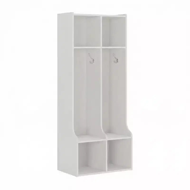 Guardaroba con 2 Sezioni, 4 Scomparti e 4 Ganci, Organizzatore Durevole per Casa, Studio, Asilo Nido, Scuola Materna