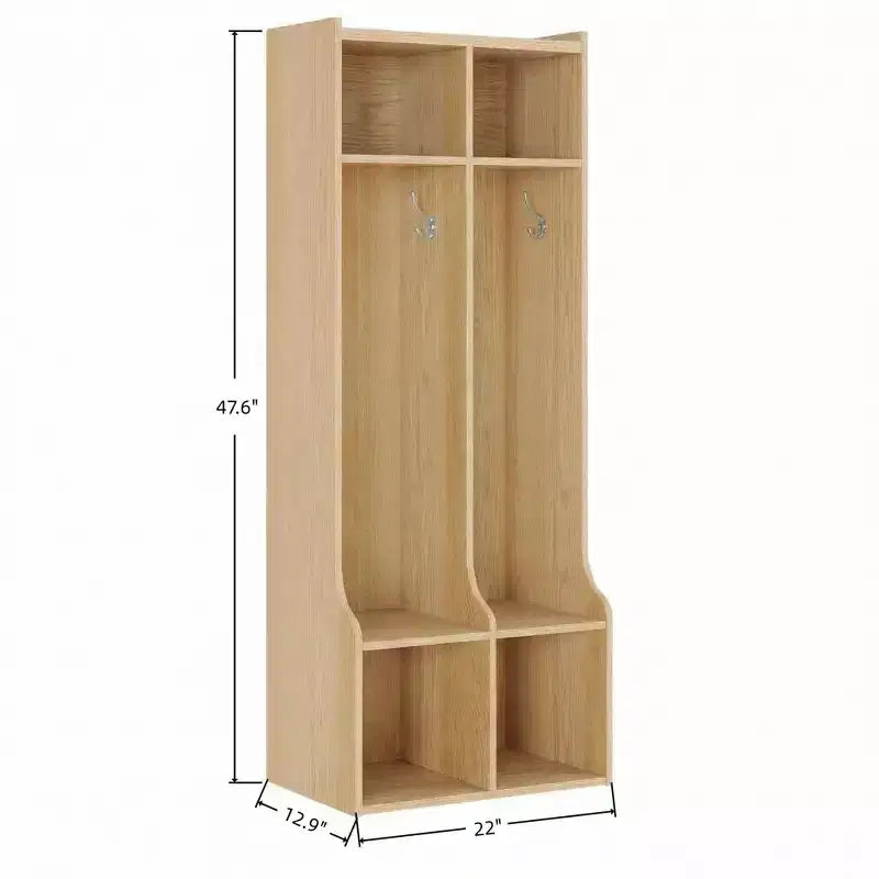 Guardaroba con 2 Sezioni, 4 Scomparti e 4 Ganci, Organizzatore Durevole per Casa, Studio, Asilo Nido, Scuola Materna