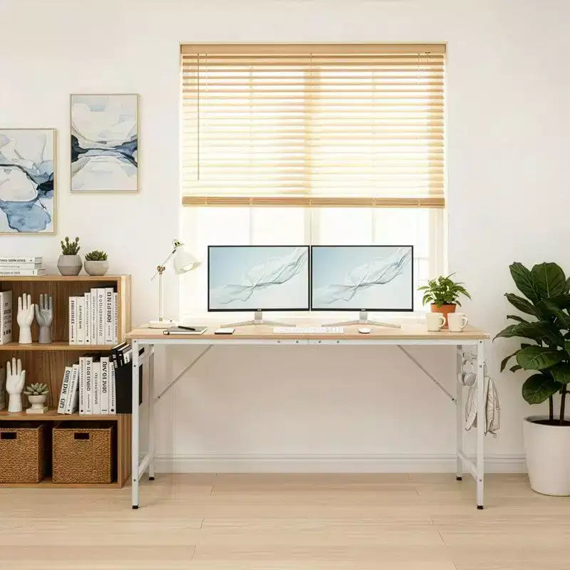 Karl Home 63 Computer Desk for Home Office ,Study Writing Desk with Storage, Side Hooks & Adjustable Feet