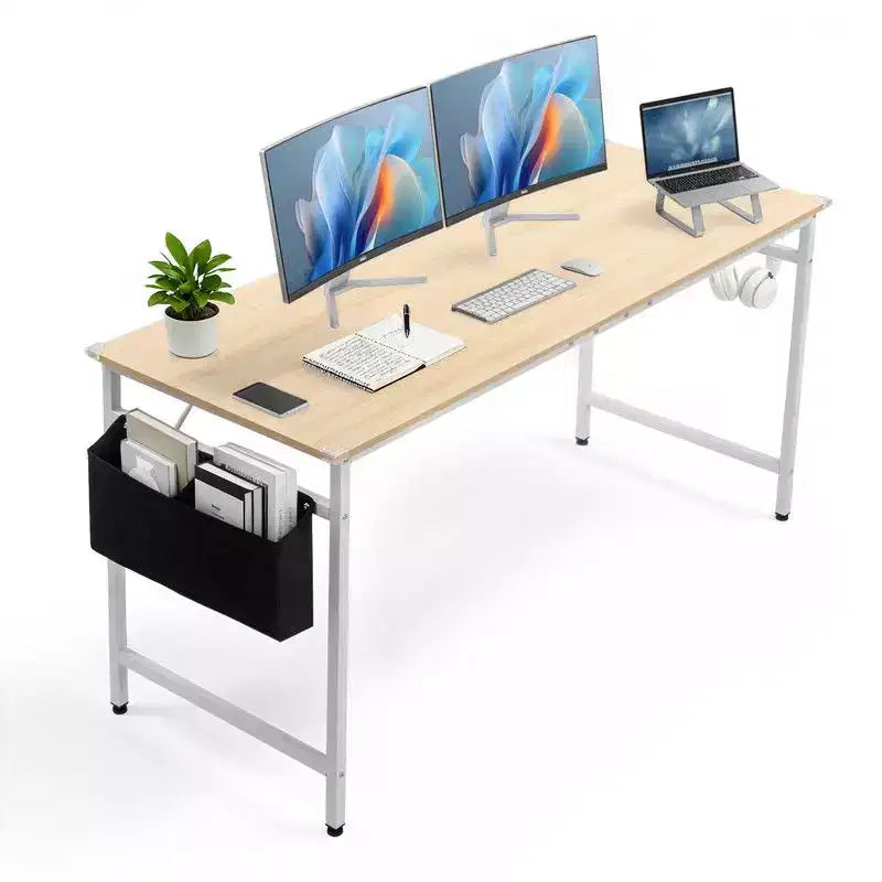 Karl Home 63 Scrivania per Computer per Ufficio Domestico, Scrivania da Studio con Contenitore, Ganci Laterali e Piedini Regolabili