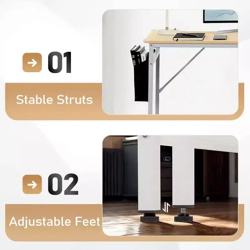 Karl Home 63 Scrivania per Computer per Ufficio Domestico, Scrivania da Studio con Contenitore, Ganci Laterali e Piedini Regolabili