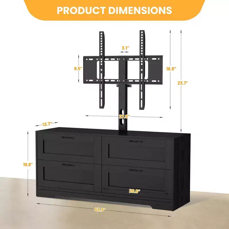 Mobile TV con supporto e 4 cassetti per TV da 32/45/55/65/75/80 pollici. Centro di intrattenimento per camera da letto. Soggiorno. Tavolini console multimediali in legno