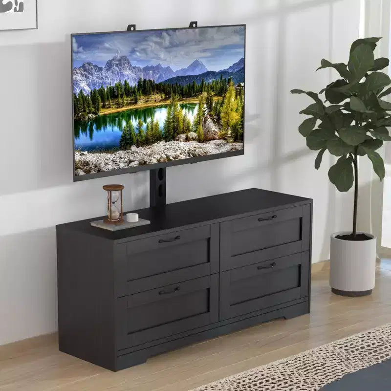 Mobile TV con supporto e 4 cassetti per TV da 32/45/55/65/75/80 pollici. Centro di intrattenimento per camera da letto. Soggiorno. Tavolini console multimediali in legno