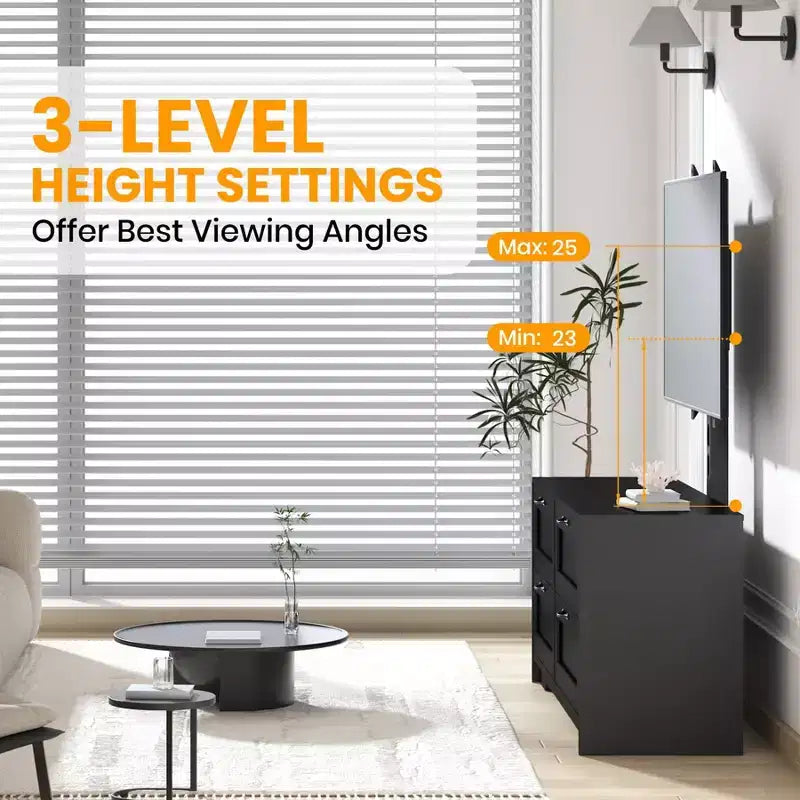 Mobile TV con supporto e 4 cassetti per TV da 32/45/55/65/75/80 pollici. Centro di intrattenimento per camera da letto. Soggiorno. Tavolini console multimediali in legno