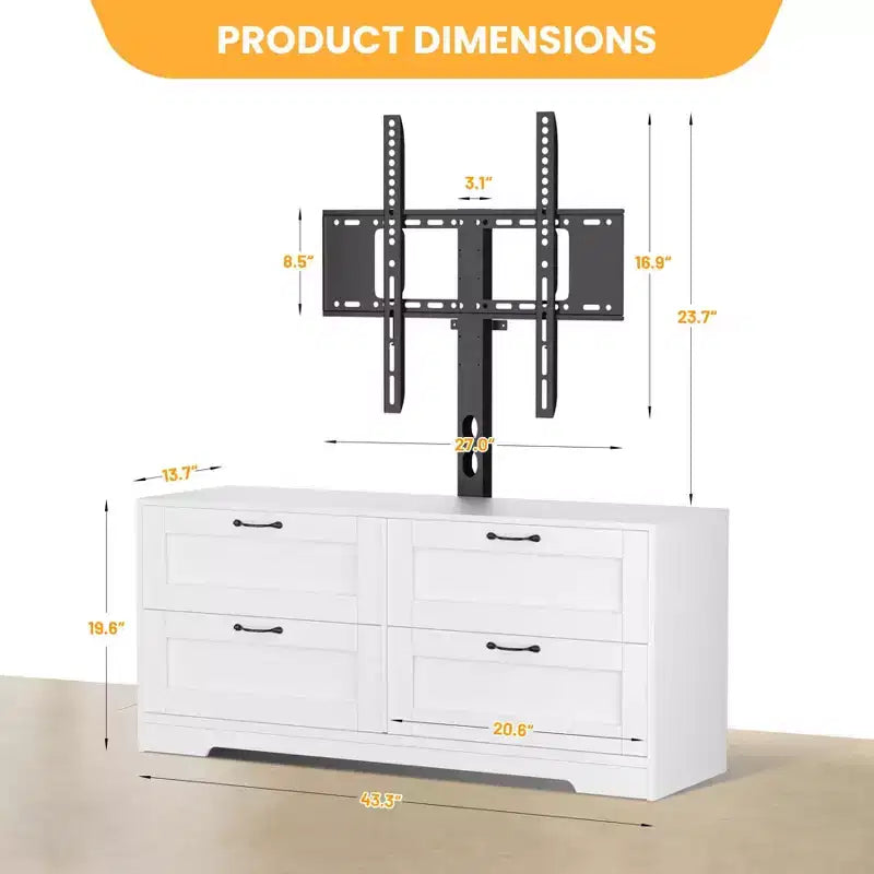 Mobile TV con supporto e 4 cassetti per TV da 32/45/55/65/75/80 pollici. Centro di intrattenimento per camera da letto. Soggiorno. Tavolini console multimediali in legno