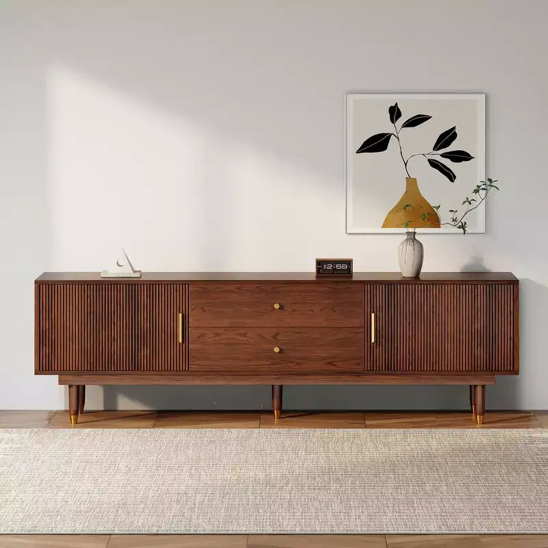 Mid Century Natural TV Stand for 50-80 inch TV,Modern Entertainment Center with 2 Cabinet & 2 Drawers,Media Console for Living Room